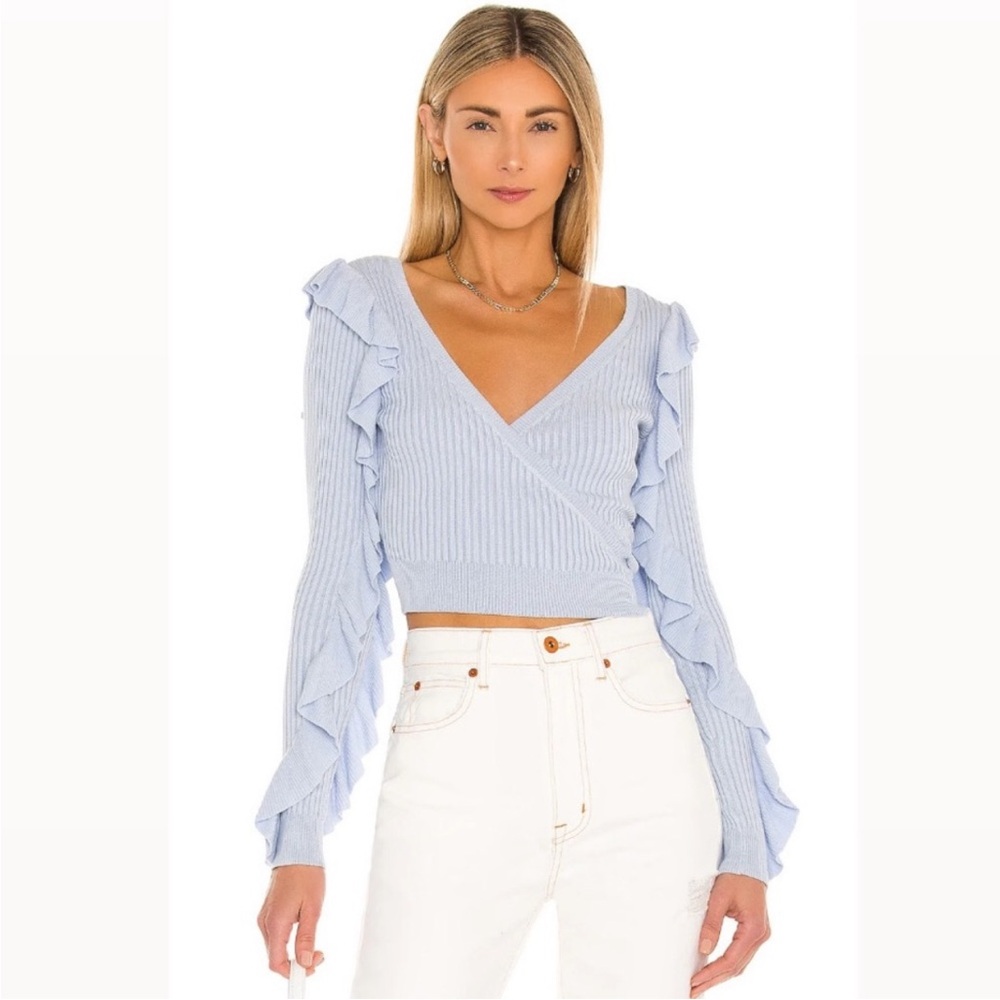 Tularosa Ruffle Wrap Cardi Top